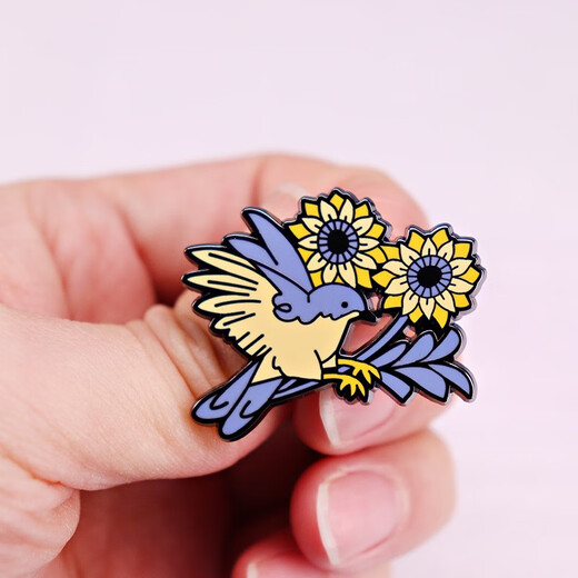 UHFR Ukrainian color sunflower bird brooch cartoon metal badge badge