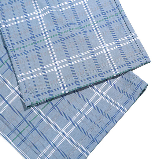 Aimer Men [gleiches Modell im Einkaufszentrum] 22SS genießen seidige Heimathosen Herren -Pyjama New Frühlings- und Sommer NS42F683 Hellblau Plaid YH5 L (170)