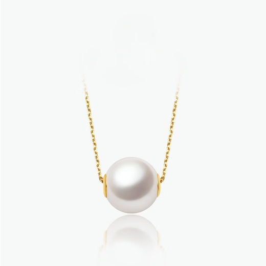 Mu Qin 18k gold freshwater pearl Passepartout pearl necklace for girlfriend, simple and versatile for daily commuting 18k gold-gold/9-9.5mm