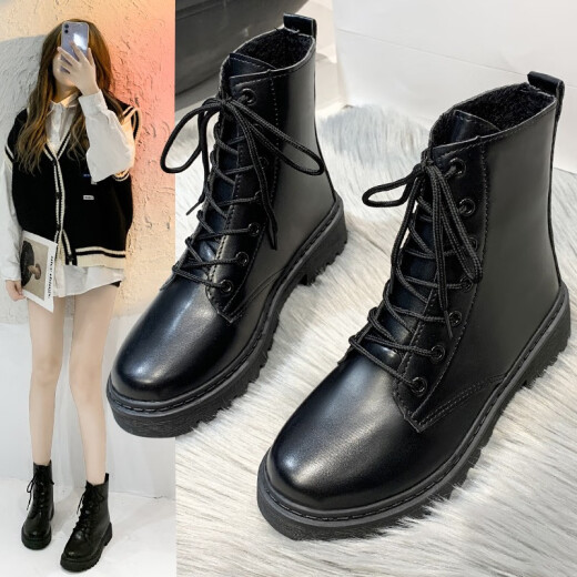 Spiral Martin boots women's British style short boots 2021 new slim boots autumn and winter versatile women's shoes trendy ins boots YCLY818 black 25