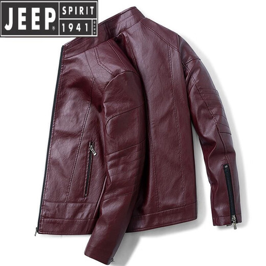 JEEP SPIRIT皮衣外套男春秋新款工装百搭衣服休闲潮牌男装秋冬加绒冲锋皮夹克 9923黑色 L