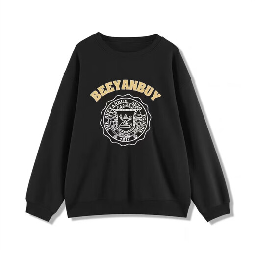
Nohara Lin New Style Plus Fleece Thicken Street CHIC Hong Kong Style Sweater Without Hats Women's Small Loose and Lazy A1392 Black Thin Style [High Quality Not Pillable] L