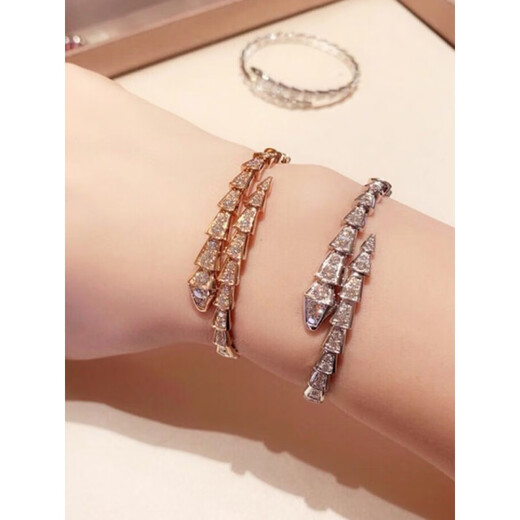 Fat Donglai's same style platinum bracelet 18K rose gold snake bone slightly studded with diamonds, non-fading, fashionable and personalized internet celebrity, platinum gold narrow version