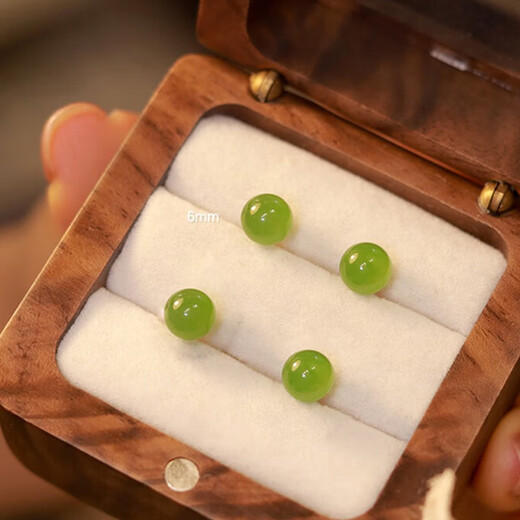 Xiangwan ear piercing, retro jade, antique silver earrings, women's fashion jewelry, earrings, female earrings, birthday gift for girlfriend, earrings 6mm