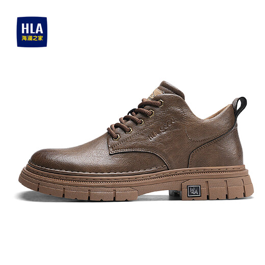 Heilan House Men's Shoes Autumn New Low-cut Martin Short Leather Boots Men's British Style Work Shoes Versatile Trendy Casual Leather Shoes Brown Four Seasons 41 (255mm)