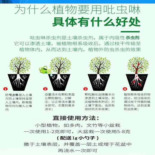 植轻松吡虫啉小白药颗粒月季花卉多肉防虫花药地上土壤杀虫药园艺杀虫剂