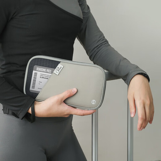 
POTRAVEL.DESIGN color block passport bag ID bag anti-theft brush portable passport air ticket bank card storage bag men and women clutch bag gray black