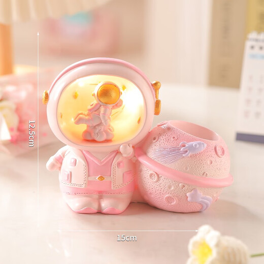 Qiyalai Space Astronaut DIY Night Light Pen Holder Cute Storage Creative Student Gifts Gifts Children's Desktop Ornaments Space Dream Chasing Astronaut Pen Holder-Blue