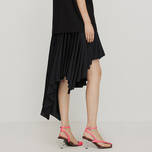 Jiangnan Buyi (JNBY) summer skirt for women with pleated fashionable irregular loose fishtail skirt 5M3D12170 001/平台 XS