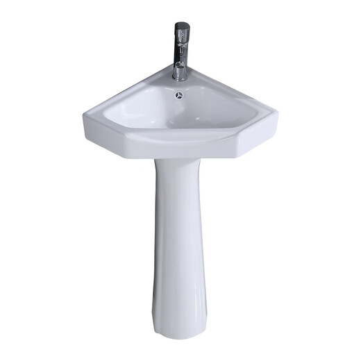 Triangular basin wash basin small apartment bathroom corner pedestal basin mini corner pedestal wash basin household 32*32 triangular pedestal basin + single cold faucet