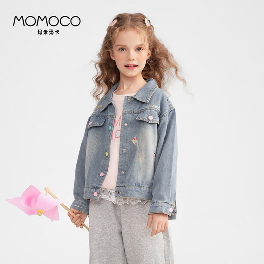 Mamimaca Momoco Girls Denim Chaqueta de mezclilla Chaqueta de mezclilla para niños Denim Azul 130