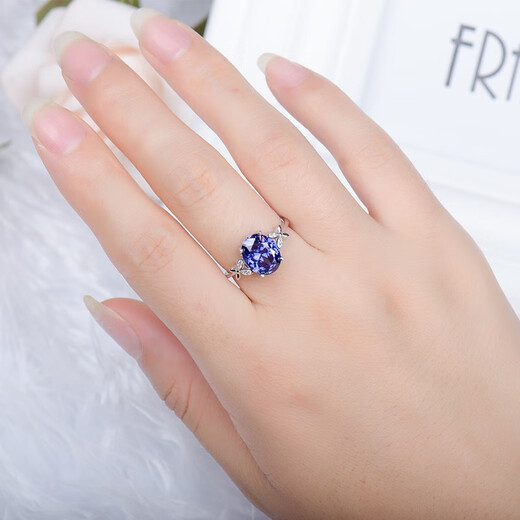 Taijufu S925 sapphire ring, female tanzanite sapphire ring, live female ring, gemstone jewelry, jewelry ring, 925 white plated
