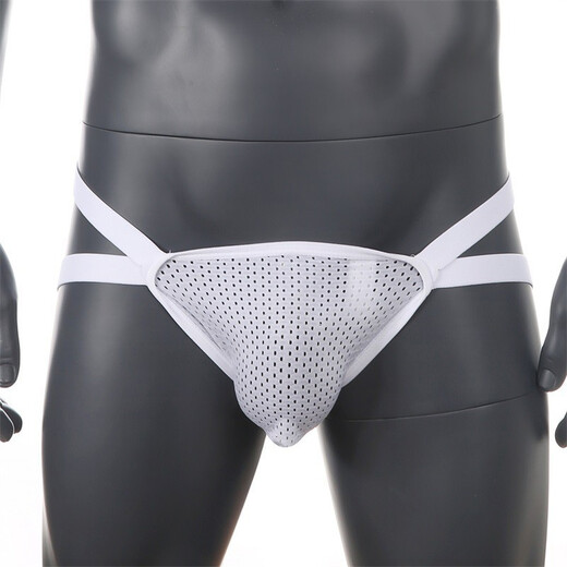 Männer sexy Unterwäsche Herren Tanga Low Taille hohl Doppel-Tit-Netz atmungsaktiv sexy Unterwäsche Schwarz M.
