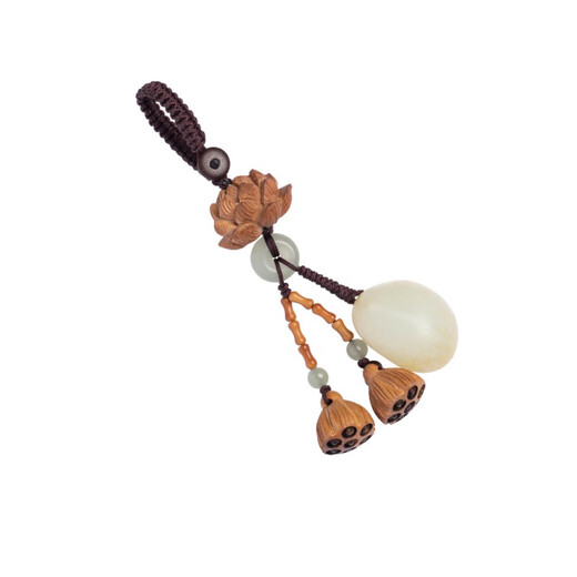 Jianla Jade Lotus Blessing Peace Keychain Lotus Peachwood Lotus Peng Car Key Pendant Keychain Style A21-207