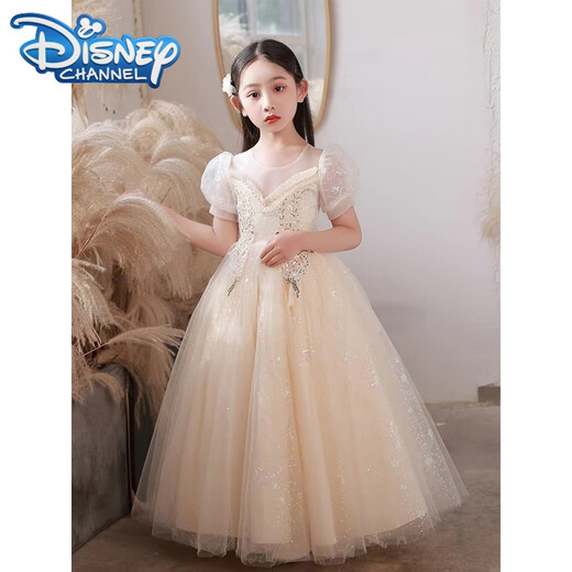 
Disney (Disney) girls' dress birthday children's piano performance dress girls high-end flower children's wedding evening dress princess skirt host 683 burgundy net sleeves [+ crown] 170cm