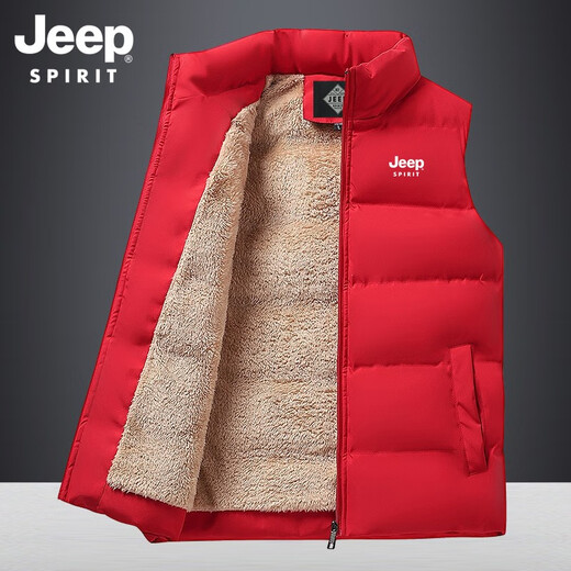 JEEP SPIRIT马甲男棉衣马甲男秋冬坎肩休闲加厚保暖背心男士棉服户外防风外套 683黑色 5XL