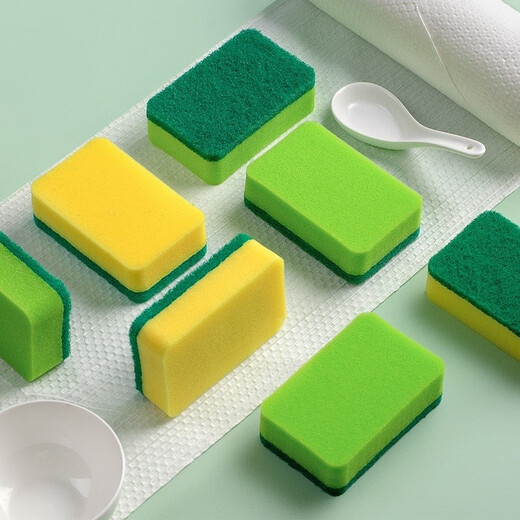 Camellia sponge scouring pads, dishwashing rags, 8 pieces, double-sided, can be used to wipe kitchen pots, household sponges, scouring pads, 8 pieces