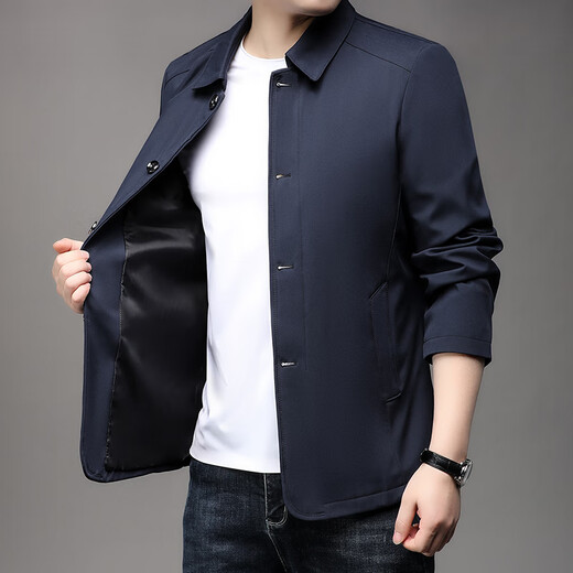 
Classic Car (LAOYECHE) Spring and Autumn New Jacket Jacket Men's Solid Color Lapel Solid Color Button Business Casual Jacket Daddy Suit AC1048 Khaki M