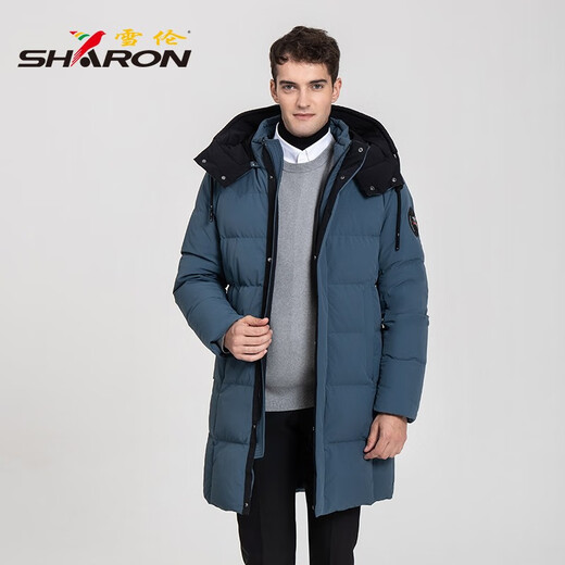 雪伦（SHARON）鹅绒羽绒服男中长款可脱卸帽休闲运动 12625 层云白 L