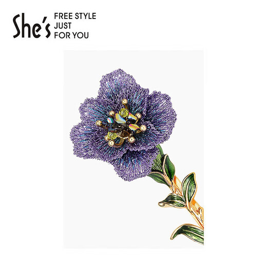 She s Forget-me-not embroidered flower hairpin light luxury oil drop leaf hairpin hair accessories birthday gift for girlfriend