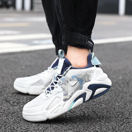 Xtep Men's Shoes, Men's National Fashion Casual Shoes, Men's Fashionable, Versatile Thick-soled Shock-absorbing Mesh Breathable Sports Shoes for Men, Bailan-Fengxing Series Recommended 42