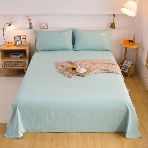 Nanjiren (NanJiren) home textile fitted sheet single piece pure cotton bed sheet bed cover can be equipped with cotton multi-piece anti-slip sheets thickened and tall thin mattress protector cotton washed cotton-light green fitted sheet 1.2X2.0 meters high 25cm