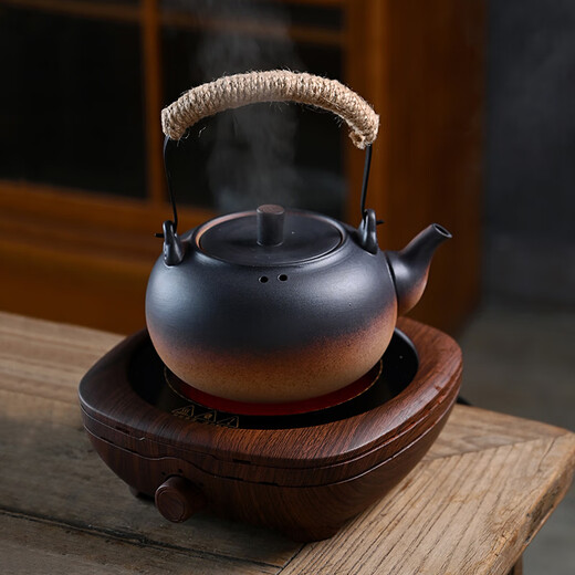 Gold inlaid jade teapot for boiling water and making tea, retro lifting beam electric ceramic stove, large capacity indoor rich water boiling kettle 850ML