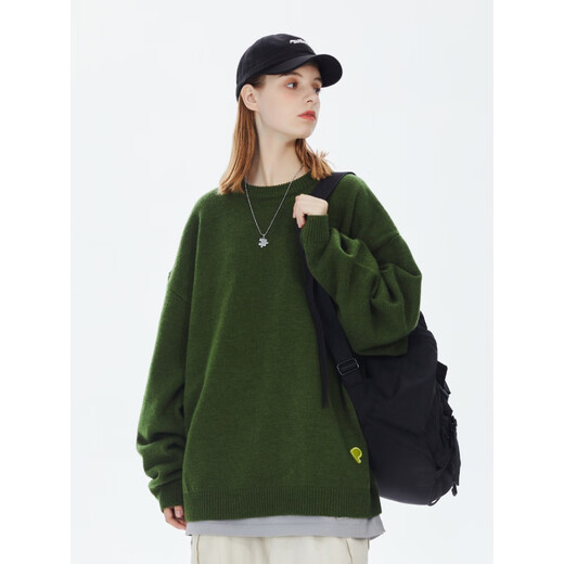 
PSO Brand Solid Color Round Neck Pullover Men's Sweater Knitted Base Shirt Top Couple Outfit Apricot L