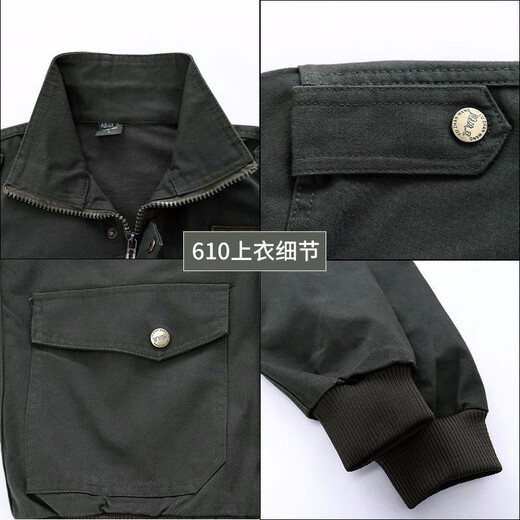 
Xijing Pure cotton thickened electric welding anti-scalding work clothes set for men and women Spring and Autumn Thickened wear-resistant camouflage clothing Electric welding labor protection clothing Pure cotton military green 681 set [top + pants] 180/2XL (145-155Jin [Jin equals 0.5 kg])