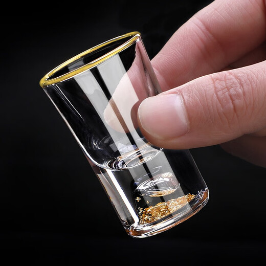 MIDOC household gold foil high-end wine set, white wine cup, wine dispenser, bullet cup, small glass wine cup, luxury 10 pots, 10 cups ladder rack) gold foil pot + gold tracing cup