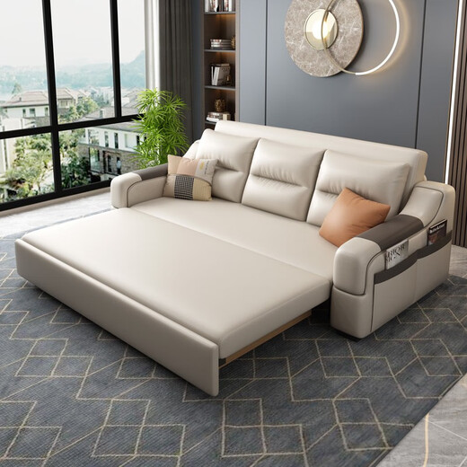 Paiding sofa bed modern simple small apartment multifunctional living room folding dual-purpose sofa bed cat claw leather bedroom outer diameter 1.6 meters can be stored with wireless charging high density sponge version (cat claw leather)