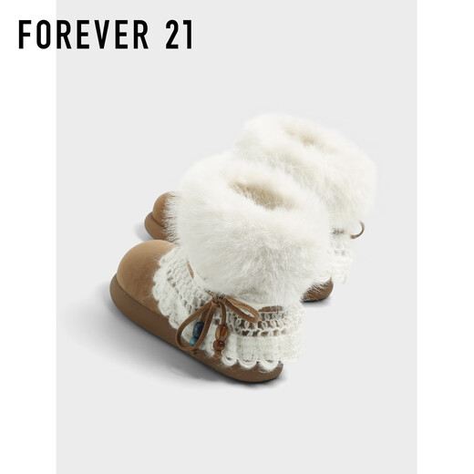 FOREVER21 Bohemian Snow Boots Women's 2025 Winter New Plush Thickened Outdoor Versatile Warm and Anti-Slip Casual Cotton Shoes