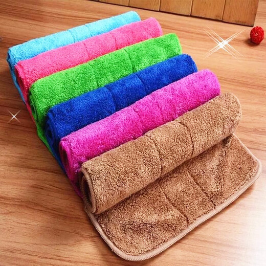 Coral velvet rags in a pack of 5, double-layer thickened absorbent rags, double-sided cleaning kitchen rags, tablecloths, not easy to shed lint, hand cloths, household cleaning cloths, 30*40cm, 5 packs