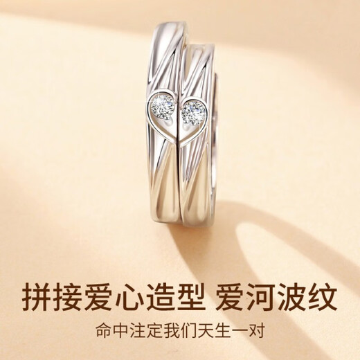 MZMZ Platinum Pair of Rings Concentric Couple Ring Pt950 Platinum Proposal, Birthday and Anniversary Gift for Girlfriend, Light Luxury Style-Everlasting Concentric Couple Pair of Rings