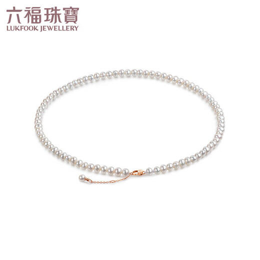 Lukfook Jewelry freshwater pearl necklace mipearl series 18K gold buckle clavicle chain, total weight approximately 8.94 grams - rose gold