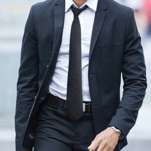 Miao Yijia Tie Men, cravate de fermeture à glissière facile à nouer pour le mariage Black Lazy Professional Wear Suit Business Suit Tie sans nœud [Twill noir d'affaires]