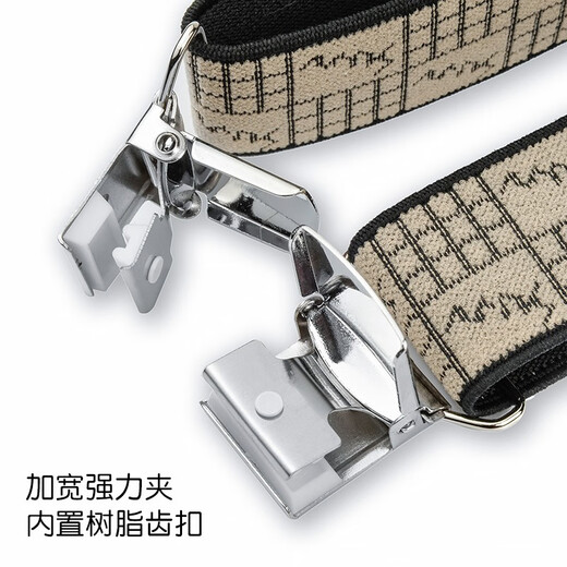 王仕威尼背带夹男士成人吊带肥佬老人西装胖人英伦复古Y型三夹西裤吊裤带 三夹加宽强力银色扣黑色