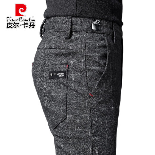 Pier Cardin Frühlings- und Herbst-Herren-Freizeithosen Business Anzughose Schleifen und All-Match-Casual Hosen Koreanische Mode-Fashion Daddy Plaid Hosen Black 1098 Styles reguläre 30-Fuß-Three Three