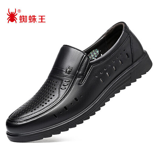 Spider King (Spider King) Herrenschuhe Leder Sandalen Cowhide Summer Hollow atmable Business Casual Lederschuhe 48237 Black 40