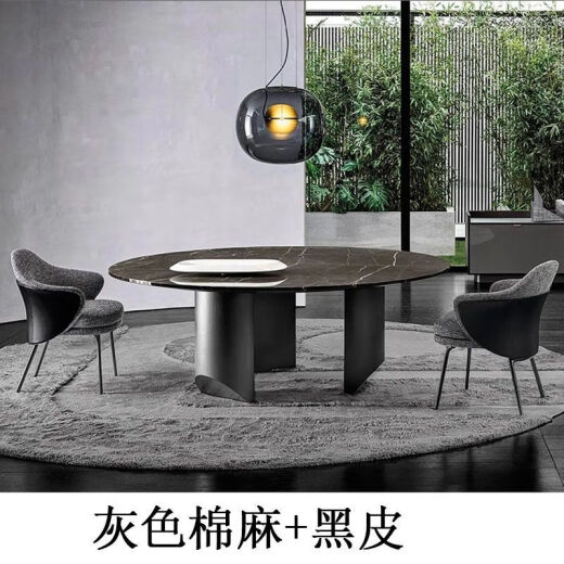 柏潮设计师餐椅家用意式极简高端样板房餐厅家具棉麻布艺椅子轻奢现代 单板(208822+F14701) 有货上门