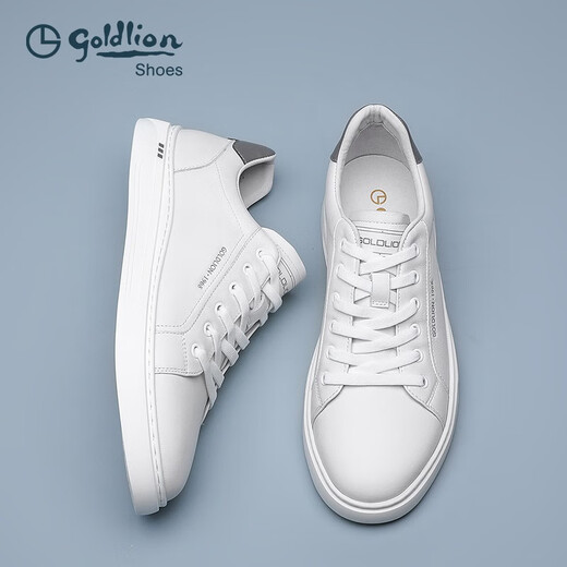 金利来男鞋2025春季款时尚休闲板鞋男轻质简约软底舒适小白鞋男系带男鞋 白色739 40 （欧码，偏大一码）
