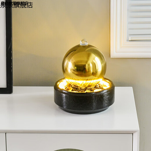 Feng Shui Transfer Ball Office Schreibtisch Gelddekoration moderne einfache fließende Wasserbrunnen Wohnzimmer Ornament Zirkulation Wasser Vorhang 9906 Weißes weißes Licht 39*39*118 cm