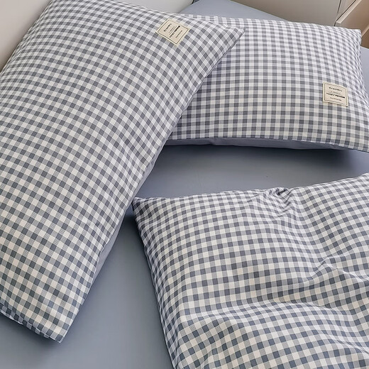Playboy (PLAYBOY) four-piece bed skin-friendly summer ins Nordic style bed sheet quilt cover soft and comfortable single student dormitory bedding blue small grid 1.8m bed sheet style four-piece set (200*230cm quilt cover)