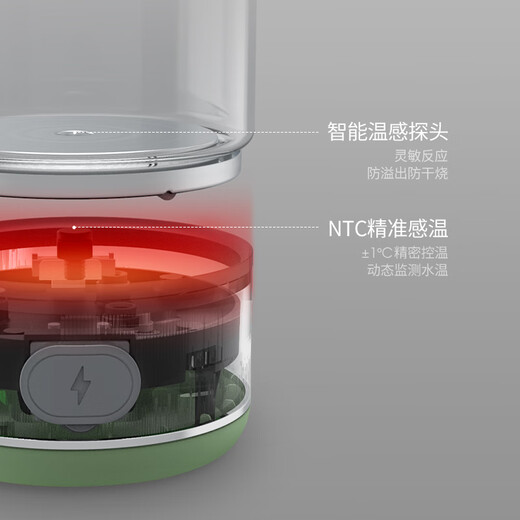 Mofei Electric Portable Health Pot Mini Tea Maker Kettle Small Office Fully Automatic Home Integrated MR6086 Fresh Green 0.6L