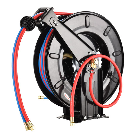 Festo oxygen acetylene drum parallel automatic telescopic reel double-tube drum metal reel oxygen welding cutting 20 meters small plate (yellow) oxygen acetylene drum 10 meters