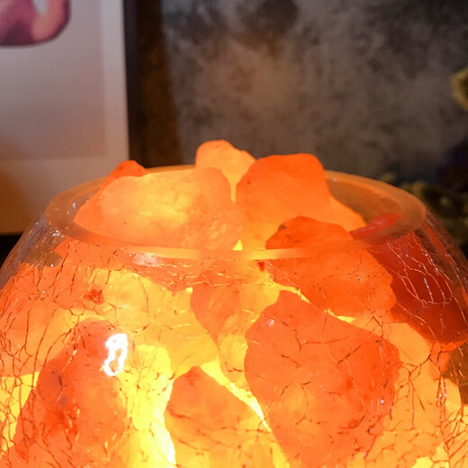 Light luxury high-end Himalayan crystal salt lamp, creative decorative table lamp, Himalayan crystal salt romantic bedside lamp, moon night light, bedroom button dimming model