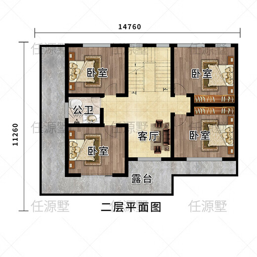 
Renyuan Villa 3882 modern style villa design drawings two-story rural self-built house economical and simple rural villa