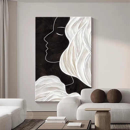 Aohan Schwarz-Weiß-Eingang Dekorative Gemälde große Figur Kunstlinien Korridor Korridor Wohnzimmer Hängende Malerei High-End-abstrakte Wandbild JD15843 80*120 (geeignet für 1,0-1,5 Meter breite Wand
