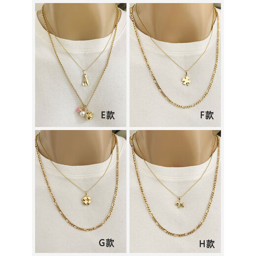 Caizhi FENNY jewelry 18K gold fashion small drop collection exquisite pendant necklace pendant bracelet pendant for men and women A style small plane double-sided pendant