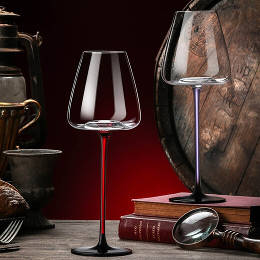 Genus black tie red wine glass set decanter tall cup home high-end light luxury crystal glass wine glass wine set red stem crystal red wine glass 360ml 6 pieces + harp decanter